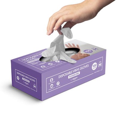 by Amazon Guantes Desechables de Vinilo, sin Polvo, sin Látex, Talla M, Paquete de 100