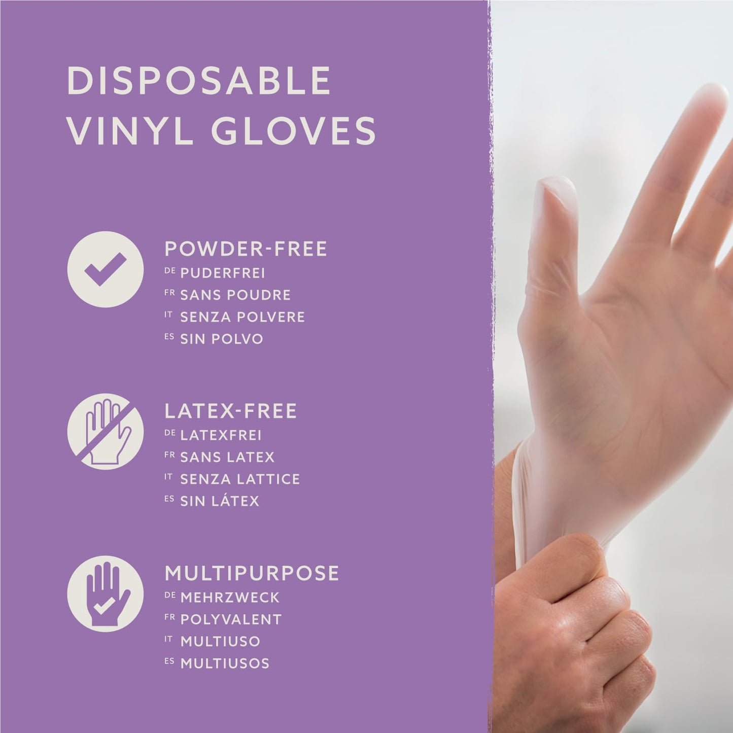 by Amazon Guantes Desechables de Vinilo, sin Polvo, sin Látex, Talla M, Paquete de 100