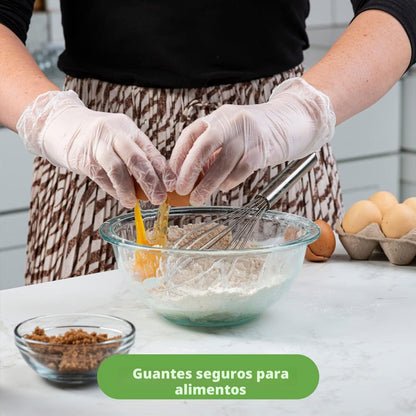 Comfy Package [100 unidades Guantes desechables de vinilo, sin polvo, sin látex, guantes transparentes para cocinar y limpiar - Talla mediana.