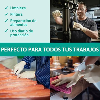 Ansell MicroFlex 63-864 Guantes Desechables Sin Polvo, Dedos Texturizados y Reforzados, Protección Mecánica, Seguridad Alimentaria, Látex de Caucho Natural, Blanco, Talla L (100 Guantes)