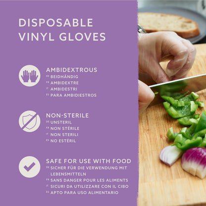 by Amazon Guantes Desechables de Vinilo, sin Polvo, sin Látex, Talla M, Paquete de 100