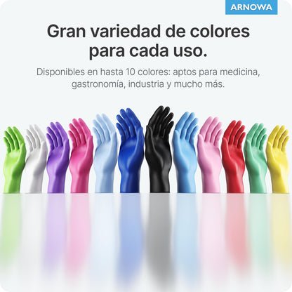 100x ARNOMED® Guantes nitrilo talla L Negro, Guantes desechables quirurgicos y laboratorio, Luvas nitrilo descartaveis sin polvo y látex, Manoplas nitrilo en XS, S, M, L, XL, XXL