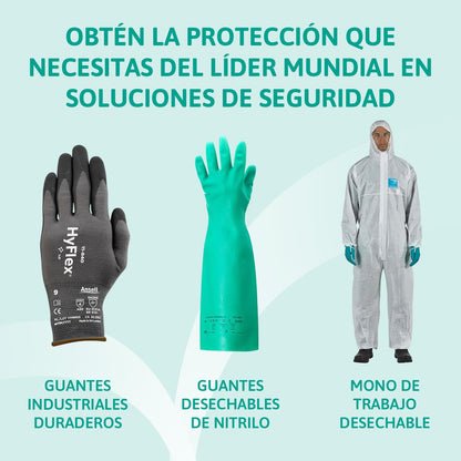 Ansell MicroFlex 63-864 Guantes Desechables Sin Polvo, Dedos Texturizados y Reforzados, Protección Mecánica, Seguridad Alimentaria, Látex de Caucho Natural, Blanco, Talla L (100 Guantes)
