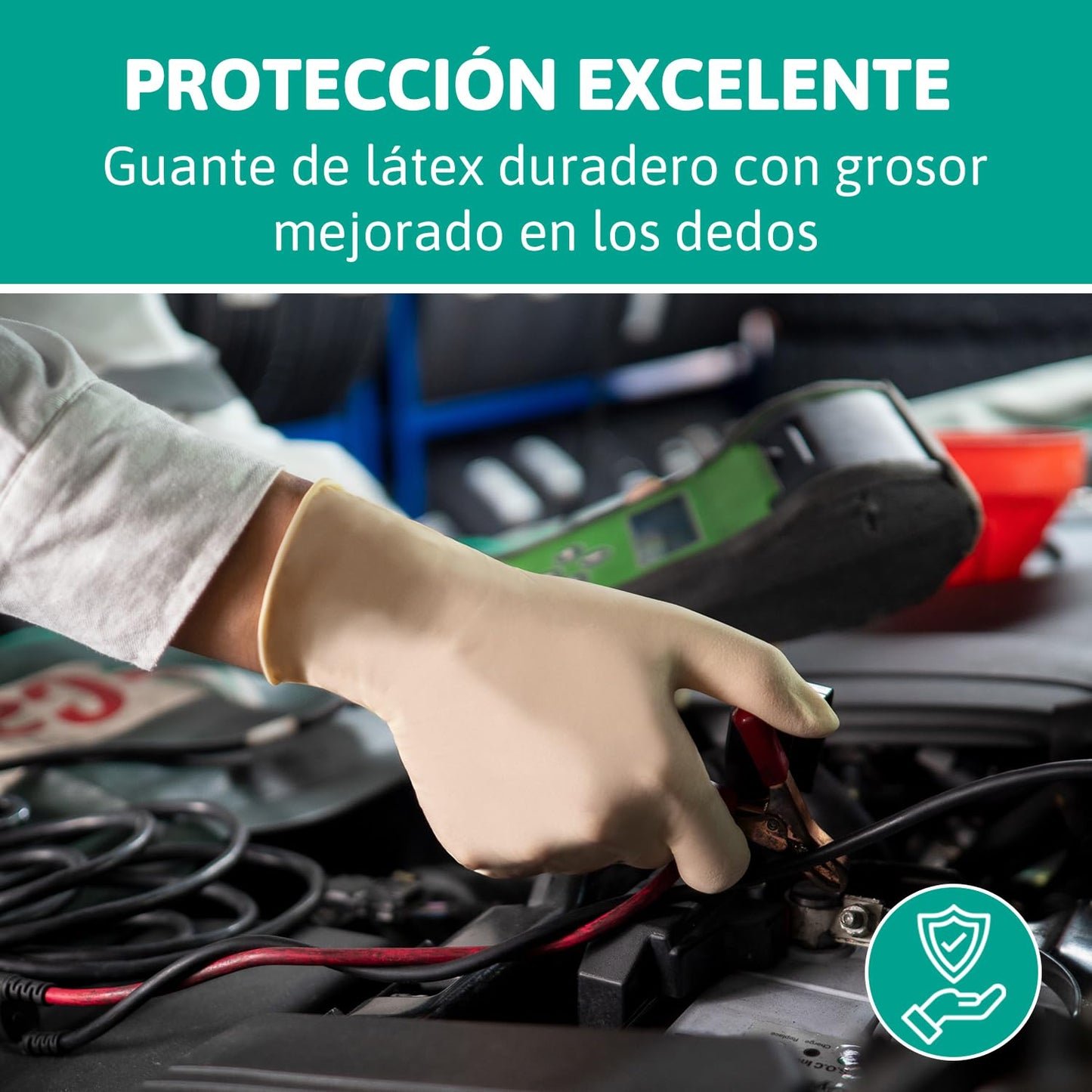 Ansell MicroFlex 63-864 Guantes Desechables Sin Polvo, Dedos Texturizados y Reforzados, Protección Mecánica, Seguridad Alimentaria, Látex de Caucho Natural, Blanco, Talla L (100 Guantes)